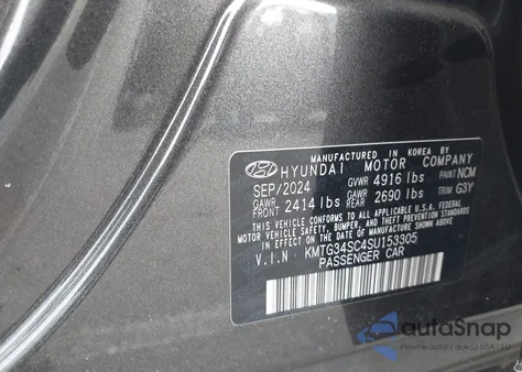 2025 Genesis G70 2.5T Awd из США, поврежденный, VIN KMTG34SC4SU153305